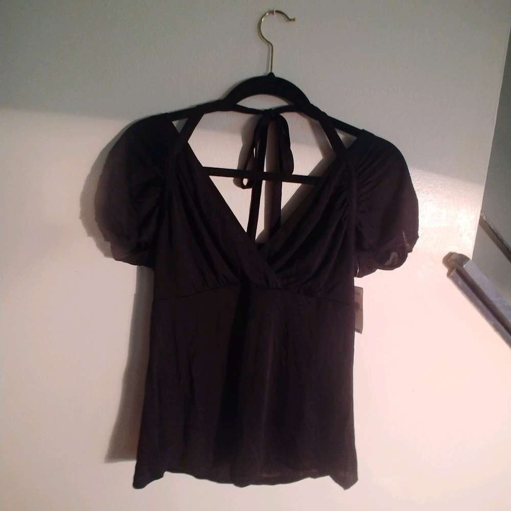 Nordstrom Flounce Brand Black Top NWT